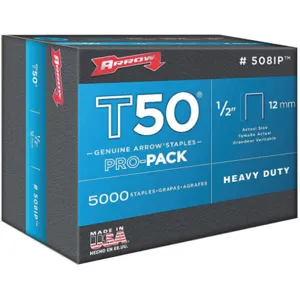 ARROW FASTENER 508IP Staples T50 3/8 x 1/2 Inch Length - Pack Of 5000 | AE4HWF 5KPW0