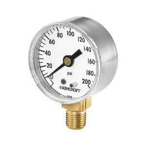 ASHCROFT 20W1005SH 02L XZG 100# Pressure Gauge, Corrosion-Resistant Case, 0 To 100 PSI, 2 Inch Dial, 1/4 Inch Npt Male | CN8YJG 787NT9