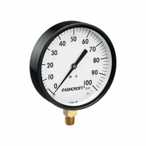 ASHCROFT 45W1000 H 02L XZG 200# Pressure Gauge, 0 To 200 Psi, 4 1/2 Inch Dial, 1/4 Inch Npt Male, Bottom | CN8YEB 787NU9