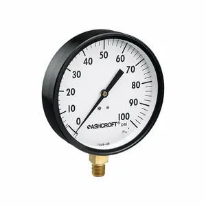 ASHCROFT 002696 (45W1000H02L30#) Pressure Gauge, 0 To 30 Psi, 4 1/2 Inch Dial, 1/4 Inch Npt Male, Bottom | CN8YFJ 787NU5