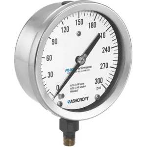 ASHCROFT 1009S Vacuum Gauge Process 1/4 inch NPT Silver | AH3BFD 30ZZ87