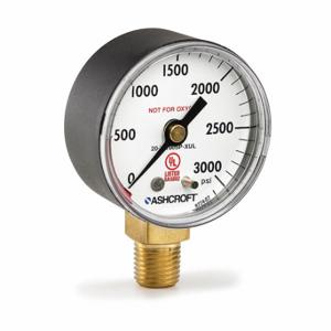 ASHCROFT 20W1005PHL2DXUL2000# Pressure Gauge, 0 To 2000 Psi, 1/4 Inch Mnpt, 2 Inch Dial, +/-3-2-3% Accuracy, 1005 | CQ8XUA 787NA1