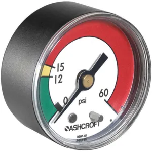 ASHCROFT 20W1005PH01B 60 PSI Pressure Gauge 0 To 60 Psi 2 Inch 1/4 Inch Npt | AB9CYJ 2C492