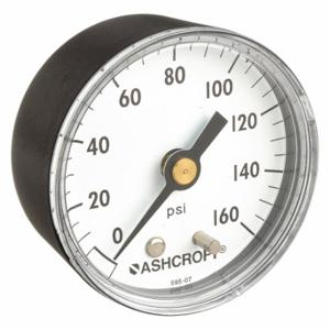 ASHCROFT 20W1005PH02B160# Industrial Pressure Gauge, 0 To 160 PSI, 2 Inch Dial, 1/4 Inch Npt Male, Center Back | CN8XTN 33HR02