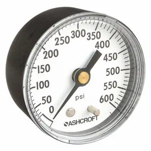 ASHCROFT 20W1005PH02B600# Gauge Pressure 0 to 600 psi Back 2 Inch | AH3QUV 33HR05