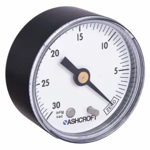 ASHCROFT 20W1005PH02BVAC Industrial Vacuum Gauge, 30 To 0 Inch Hg, 2 Inch Dial, 1/4 Inch Npt Male, Center Back | CN8ZGZ 33HP94