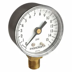 ASHCROFT 20W1005PH02L15# Gauge Pressure 0 to 15 psi Lower 2 Inch | AH3QUH 33HP86