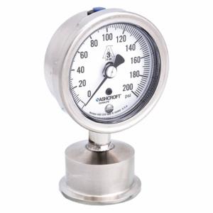 ASHCROFT 25-1032S-15L-200 Pressure Gauge, 0 To 200 PSI, 2 1/2 Inch Dial, 1 1/2 Inch Tri-Clamp, ±1.50% Accuracy | CN8YDT 2C621