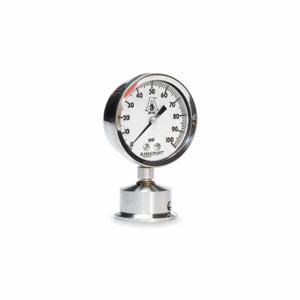 ASHCROFT 25-1032S-15L-60 Pressure Gauge, 0 To 60 PSI, 2 1/2 Inch Dial, 1 1/2 Inch Tri-Clamp, ±1.50% Accuracy | CN8YHB 2C629