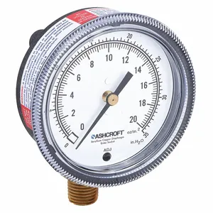 ASHCROFT 25 1490A 02L 20 OZ/H2O Pressure Gauge 0 To 20 Oz/0 To 35 H2o | AB9CZD 2C637