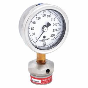 ASHCROFT 251009AW02L/310SSLXCG300 Compound Gauge With Diaphragm Seal, 0 To 300 PSI, 1009/310-315, 2 1/2 Inch Dial, Glycerin | CN8YXY 2C559