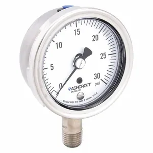 ASHCROFT 251009SW02L30# Gauge Pressure 304 Stainless Steel Lower 2-1/2 Inch | AH3QXB 33HR93