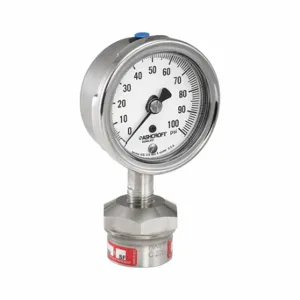 ASHCROFT 251009SW02L30#25310HH02TCG Pressure Gauge, 0 To 30 Psi, 1009, 2 1/2 Inch Dial, 1/4 Inch Mnpt, Bottom, Stainless Steel | CN8YEZ 787N36