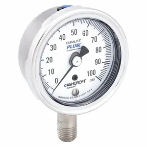 ASHCROFT 251009SW02LXLL100 Pressure Gauge 0 To 100 Psi 2-1/2in | AD9JWB 4TA58