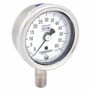 ASHCROFT 251009SW02LXLL60 Pressure Gauge 0 To 60 Psi 2-1/2 Inch 1/4in | AD9JWA 4TA57