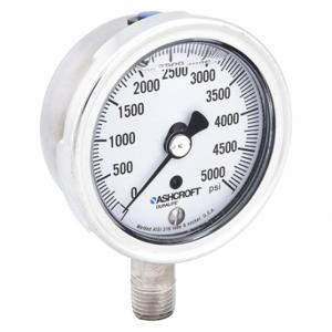 ASHCROFT 251009SWL02L5000# Industrial Pressure Gauge, 0 To 5000 PSI, 2 1/2 Inch Dial, Liquid-Filled | CN8XUL 33HT37