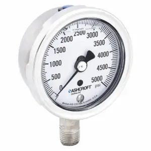 ASHCROFT 251009SWL02L5000# Industrial Pressure Gauge, 0 To 5000 PSI, 2 1/2 Inch Dial, Liquid-Filled | CN8XUL 33HT37