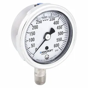 ASHCROFT 251009SWL02L600# Pressure Gauge, General Purpose, 1/4 Size | BH3BFP 33HT32