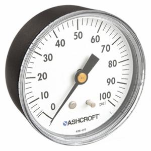ASHCROFT 25W1005PH02B100# Industrial Pressure Gauge, 0 To 100 Psi, 2 1/2 Inch Dial, 1/4 Inch Npt Male, Center Back | CN8XTE 33HR23