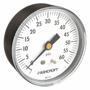 ASHCROFT 25W1005PH02B60# Industrial Pressure Gauge, 0 To 60 PSI, 2 1/2 Inch Dial, 1/4 Inch Npt Male, Center Back | CN8XUN 33HR22