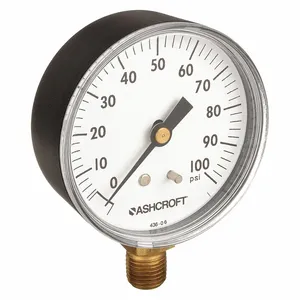 ASHCROFT 25W1005PH02L100# Gauge Pressure 0-100 psi Polycarbonate | AH3QUZ 33HR12