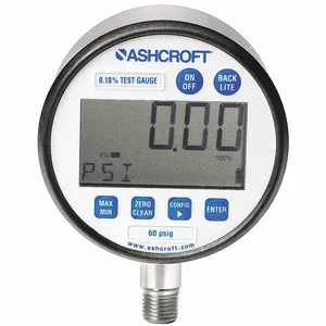 ASHCROFT 302086SD02LXCYC4LM300# Digital Test Pressure Gauge, Lab-Precision Test Gauge, 0 To 300 PSI, 3 Inch Dial, Bottom | CN8XRD 488Y56