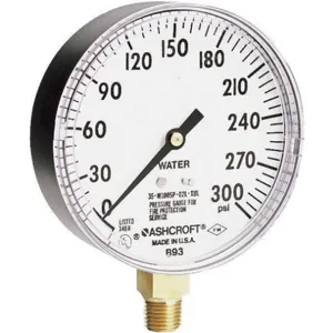 ASHCROFT 35 1005P XUL 02L 300# Pressure Gauge 0 To 300 Psi 3-1/2in | AE7AUJ 5WJ63