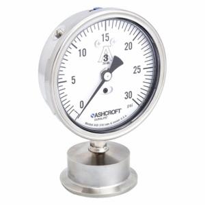 ASHCROFT 35-1032S-20L-30 Pressure Gauge, 0 To 30 PSI, 3 1/2 Inch Dial, 2 Inch Tri-Clamp, ±1.50% Accuracy, 1032S | CN8YMC 2C943