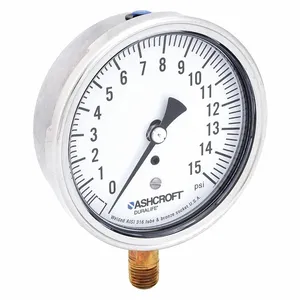 ASHCROFT 351009AW02L15# Gauge Pressure 0 to 15 psi 3-1/2 Inch | AH3QWJ 33HR56