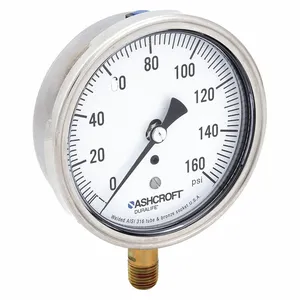 ASHCROFT 351009AW02L160# Gauge Pressure 0 to 160 psi 3-1/2 Inch | AH3QWN 33HR60