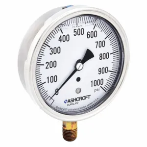 ASHCROFT 351009AWL02L1000# Industrial Pressure Gauge, Corrosion-Resistant Case, 0 To 1000 PSI, 3 1/2 Inch Dial | CN8XYL 33HR88