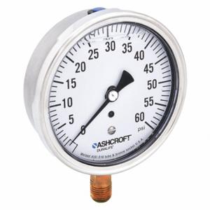 ASHCROFT 351009AWL02L60# Industrie-Manometer, korrosionsbeständiges Gehäuse, 0 bis 60 Psi, 3 1/2 Zoll Zifferblatt, unten | CN8XVP 33HR82
