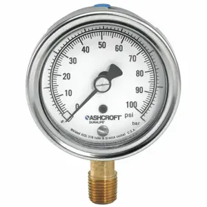 ASHCROFT 351009AWL02LV/30# Industrial Compound Gauge, Corrosion-Resistant Case, 30 To 0 To 30 Inch Hg/Psi | CN8XRX 33HR79