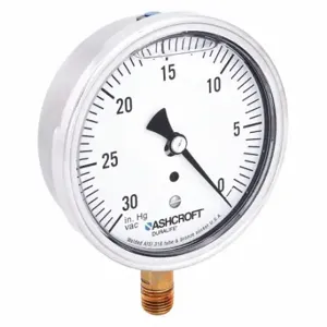 ASHCROFT 351009AWL02LVAC Industrial Vacuum Gauge, 30 To 0 Inch Hg, 3 1/2 Inch Dial, Liquid-Filled | CN8ZHA 33HR77