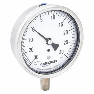 ASHCROFT 351009SW02LV/30# Gauge Compound 30 Inch Hg VAC to 0 30 psi | AH3QXR 33HT08