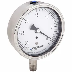 ASHCROFT 351009SW02LVAC Gauge Vacuum 30in Hg VAC to 0 3-1/2 Inch | AH3QXP 33HT06