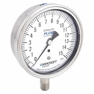 ASHCROFT 351009SW02LXLL15 Pressure Gauge 0 To 15 Psi 3-1/2 Inch 1/4in | AD7GLK 4EFT4