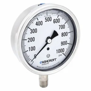 ASHCROFT 351009SWL02L1000# Industrial Pressure Gauge, 0 To 1000 PSI, 3 1/2 Inch Dial, Liquid-Filled | CN8XTB 33HT49