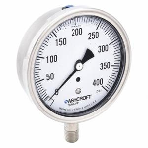 ASHCROFT 351009SWL02L400# Industrial Pressure Gauge, 0 To 400 Psi, 3 1/2 Inch Dial, Liquid-Filled, 1/4 Inch Npt Male | CN8XUK 33HT47