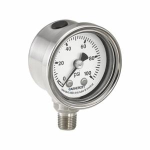 ASHCROFT 401008SL01L30# Pressure Gauge, Corrosion-Resistant Case, 0 To 30 PSI, 1 1/2 Inch Dial, 1/8 Inch Npt Male | CN8YKT 787NK4