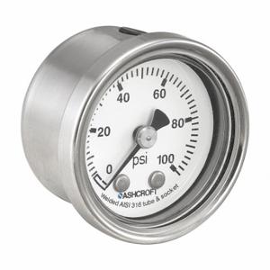 ASHCROFT 401008SL01B15# Pressure Gauge, Corrosion-Resistant Case, 0 To 15 PSI, 1 1/2 Inch Dial, 1/8 Inch Npt Male | CN8YJT 787NJ7