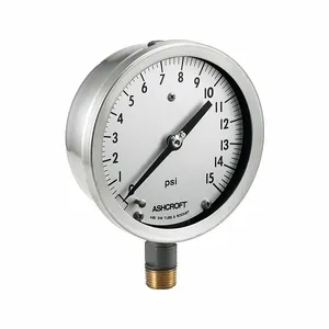 ASHCROFT 451009S04L300# Pressure Gauge, Corrosion-Resistant Case, 0 To 300, 4 1/2 Inch Dial, 1/2 Inch Npt Male | CN8YLG 787MZ7