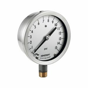 ASHCROFT 451009S04L60# Pressure Gauge, Corrosion-Resistant Case, 0 To 60, 4 1/2 Inch Dial, 1/2 Inch Npt Male | CN8YLZ 787MZ3