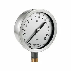 ASHCROFT 451009S04L30# Pressure Gauge, Corrosion-Resistant Case, 0 To 30, 4 1/2 Inch Dial, 1/2 Inch Npt Male | CN8YLE 787MZ2