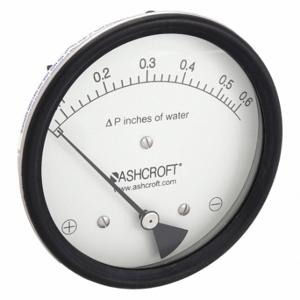 ASHCROFT 451134EDRQMXCYLM0.6IWD Differential Pressure Gauge, 0 To 0.6 Inch Wc, Dual In-Line Or Back, 1/8 Inch Npt Female | CN8XJM 5LB67