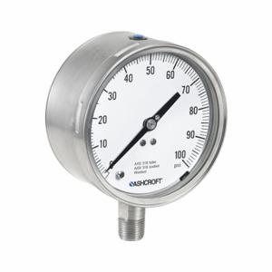 ASHCROFT 451209SD04L400# Pressure Gauge, 0 To 400 Psi, 4 1/2 Inch Dial, 1/2 Inch Npt Male, Bottom, +/-0.5% Accuracy | CN8YGC 787MV1