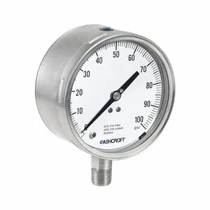 ASHCROFT 451209SD04L30# Pressure Gauge, 0 To 30 Psi, 4 1/2 Inch Dial, 1/2 Inch Npt Male, Bottom, +/-0.5% Accuracy | CN8YFG 787MU6