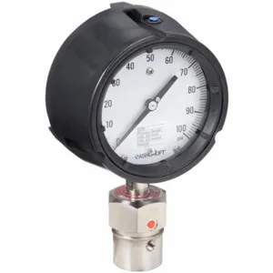 ASHCROFT 451259SD04L/50312HH04TXCF100# Pressure Gauge With Diaphragm Seal, 0 To 100 PSI, 1259/311-312, 4 1/2 Inch Dial | CN8XWD 2AFX7