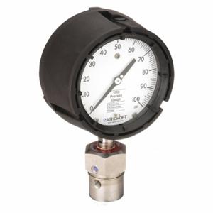 ASHCROFT 451259SD04L/50312SS04TXCG100# Pressure Gauge With Diaphragm Seal, 0 To 100 Psi, 1259/311-312, 4 1/2 Inch Dial, Glycerin | CN8XWC 2AFX1