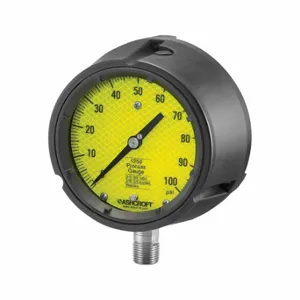 ASHCROFT 451259SD04LXCYD315# Pressure Gauge, 0 To 15 Psi, 4 1/2 Inch Dial, 1/2 Inch Npt Male, Bottom, +/-0.5% Accuracy | CN8YCM 787MY0